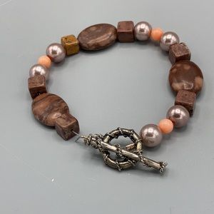 Handmade Stone and Bead Bracelet Toggle Clasp